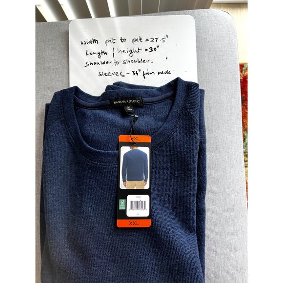 *NWT*Men's Banana Republic Crew Neck Classic Preppy ribbed Blue sweatshirt XXL - Picture 4 of 4